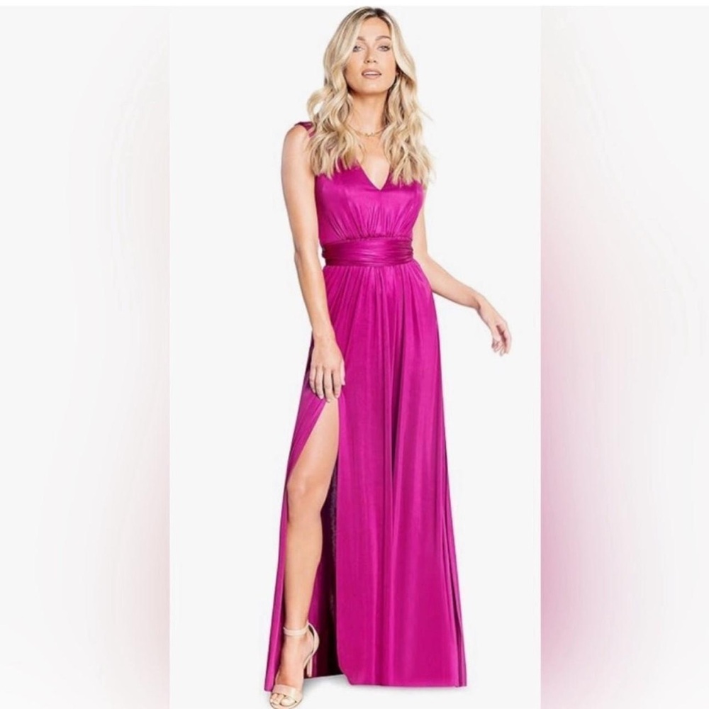 Dress the Population Krista Gown in Dark Magenta